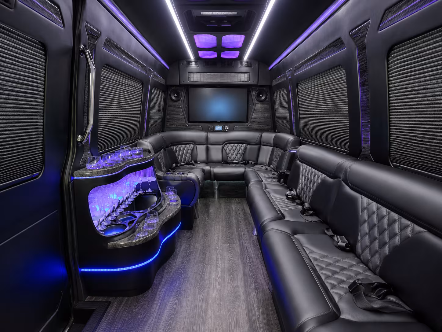 hollywood 20 passenger party bus interior