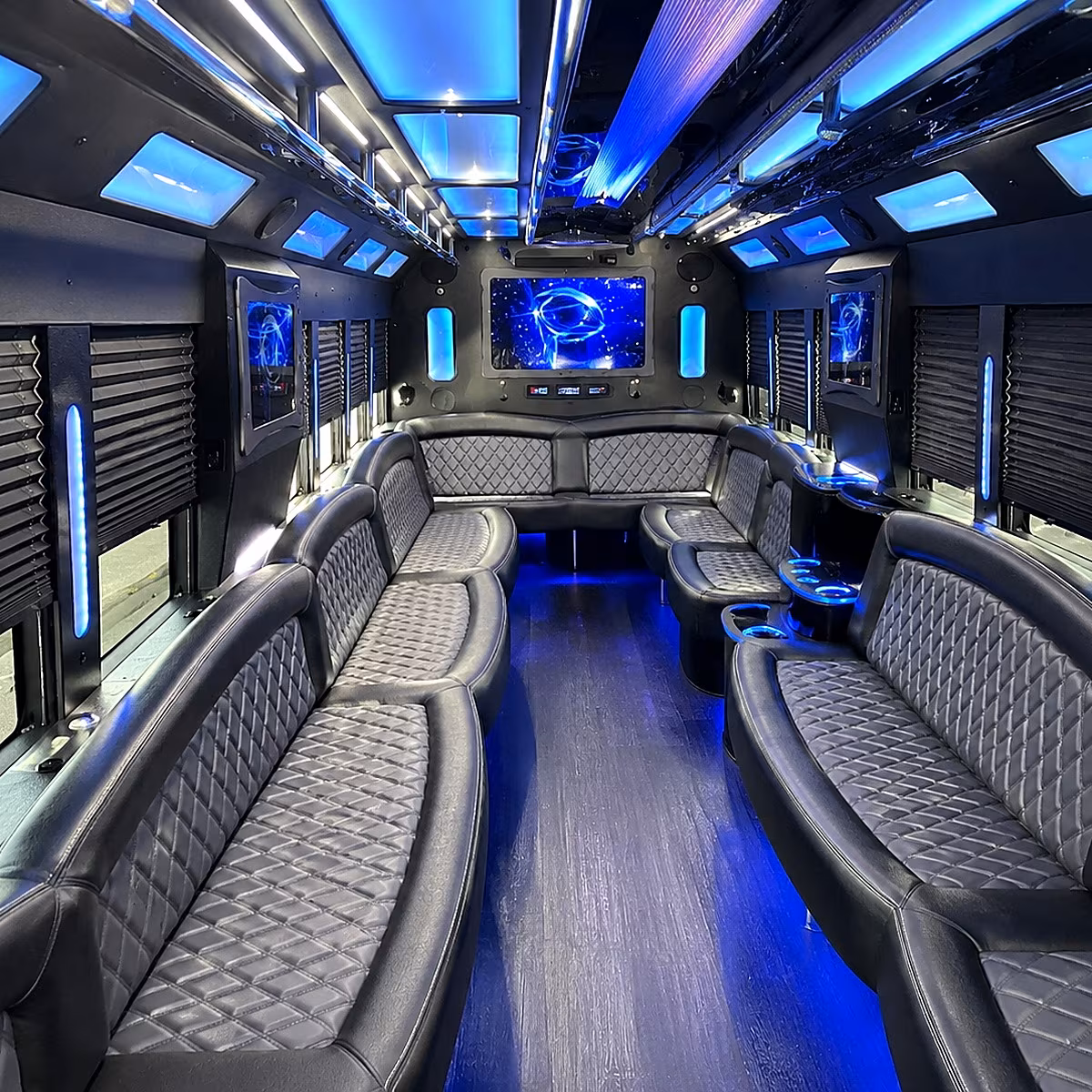 hollywood 50 passenger party bus interior